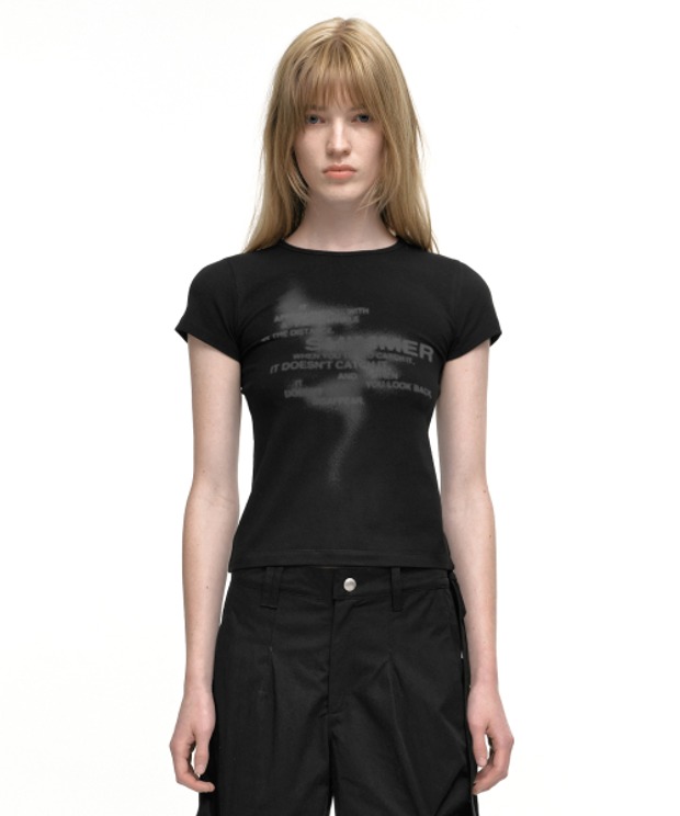 나체 쉬머 크롭 티셔츠 SHIMMER CROP T-SHIRT (Black)