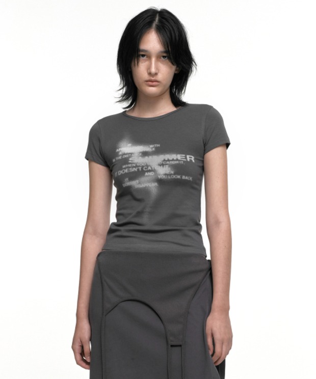 나체 쉬머 크롭 티셔츠 SHIMMER CROP T-SHIRT (Charcoal)