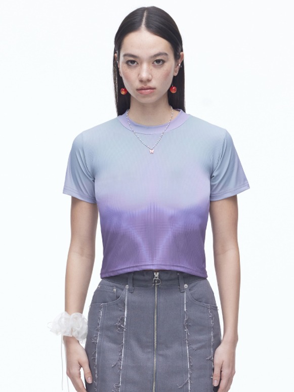 딜레탕티즘 붑 일루션 크롭 티셔츠 (Purple)